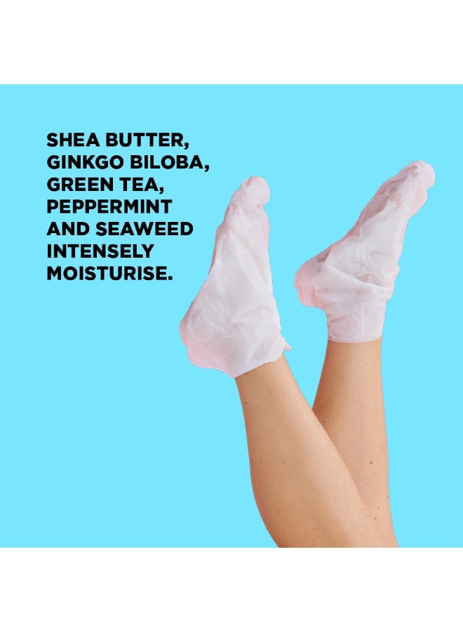 سكين ريبابلك قناع إصلاح القدم (زوج واحد) - قناع مرطب للقدم بزبدة الشيا، والجنكة بيلوبا، والشاي الأخضر، والنعناع، ​​والأعشاب البحرية لتنعيم الكعبين الخشنة والجافة، وتهدئة وإصلاح وتجديد البشرة التالفة - Image 2